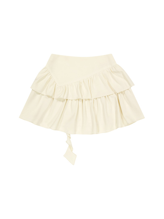 RUFFLE UNBALANCE SKIRT (CREAM)