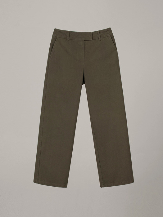 COTTON STRAIGHT PANTS_KHAKI