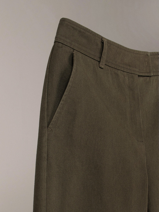 COTTON STRAIGHT PANTS_KHAKI