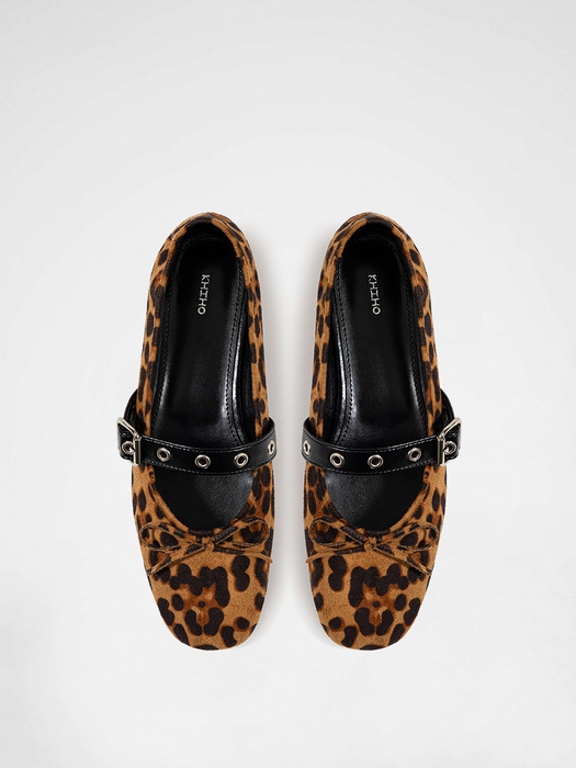 BUCKLE STRAP BALLERINA FLAT / LEOPARD