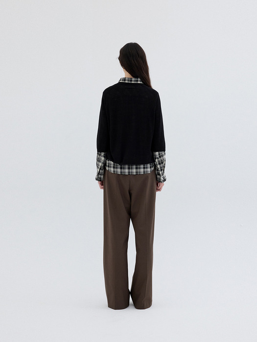 WOOL SILK HALF KNIT TOP_BLACK