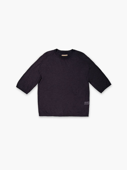 WOOL SILK HALF KNIT TOP_BLACK