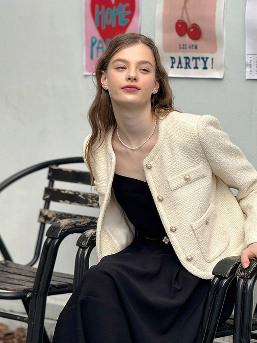 Lautre Feminine Ivory Tweed Jacket