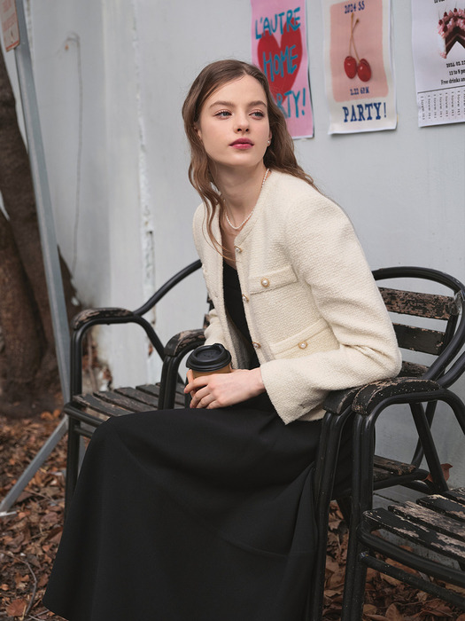 Lautre Feminine Ivory Tweed Jacket