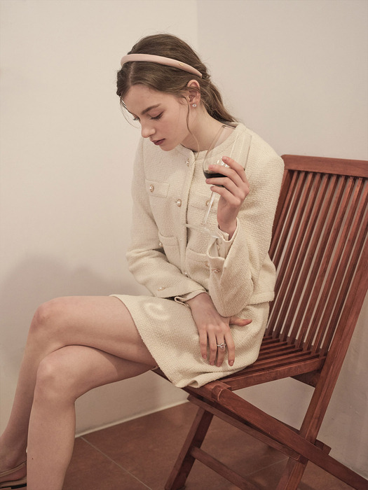 Lautre Feminine Ivory Tweed Jacket