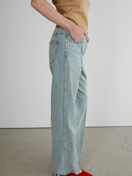 MILA HIGH-WAIST DENIM PANTS (LIGHT BLUE)