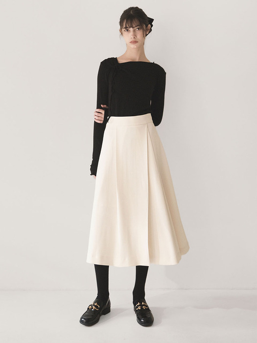 Single slit midi flare skirt - Ivory