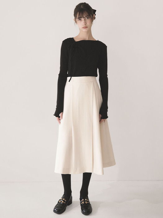 Single slit midi flare skirt - Ivory