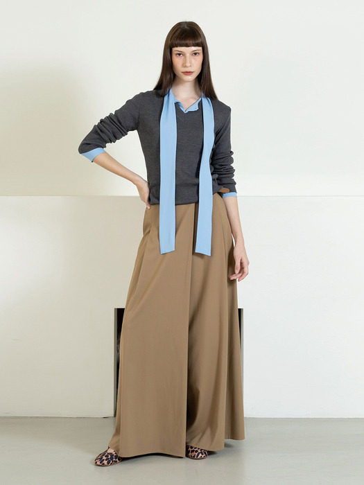 Unbalanced muffler blouse - skyblue