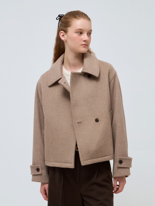 wool short coat - oatmeal