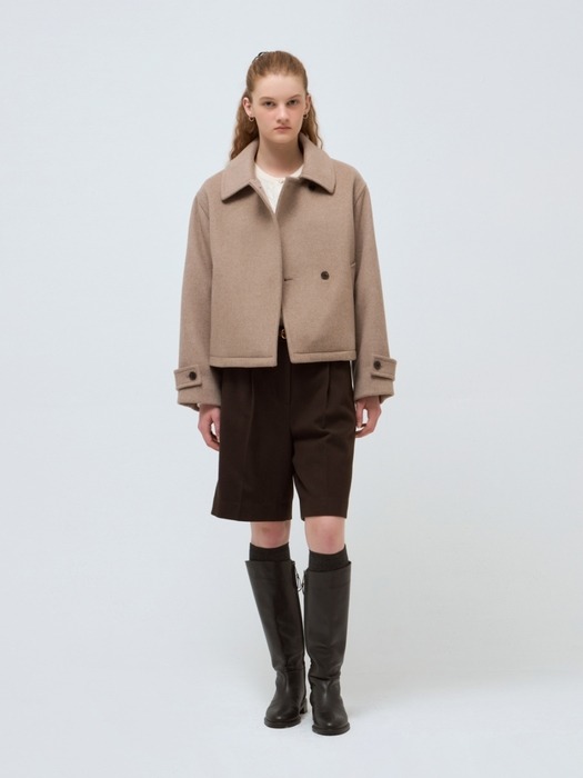 wool short coat - oatmeal