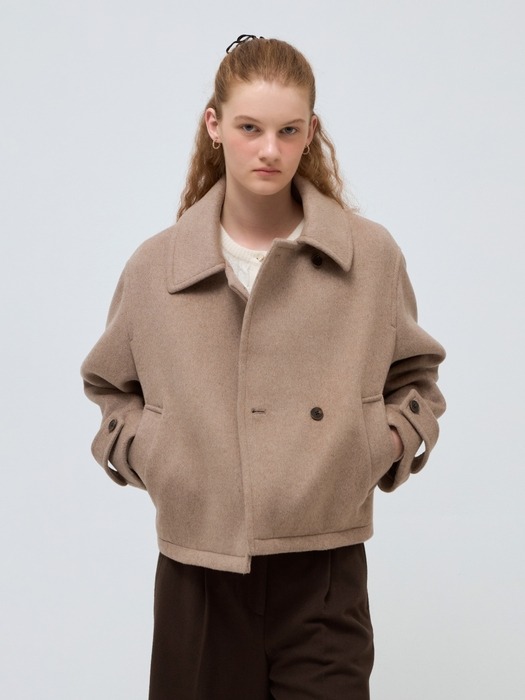 wool short coat - oatmeal