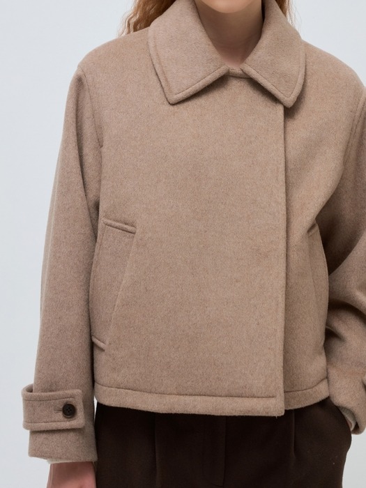 wool short coat - oatmeal