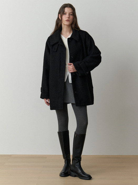 Ounce half wool coat (black)