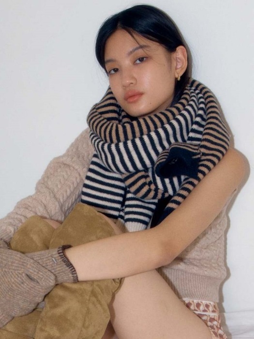 stripe knit muffler