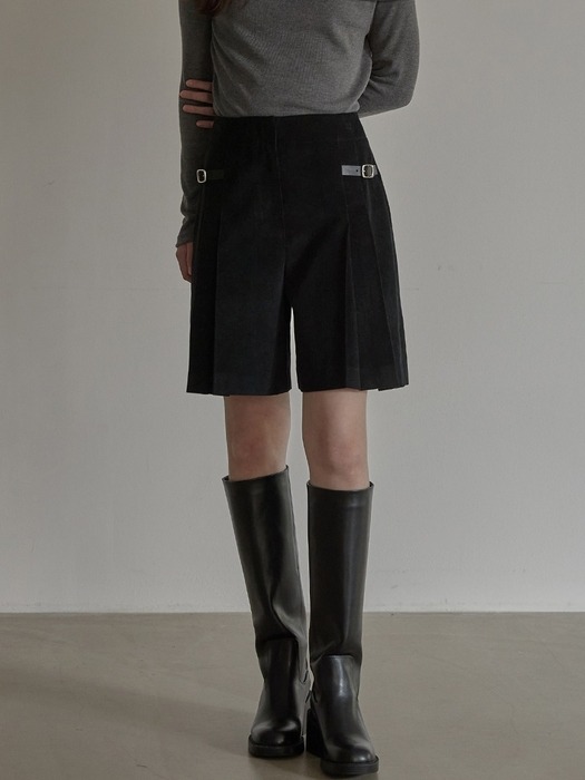 Corduroy skirt pants - Black