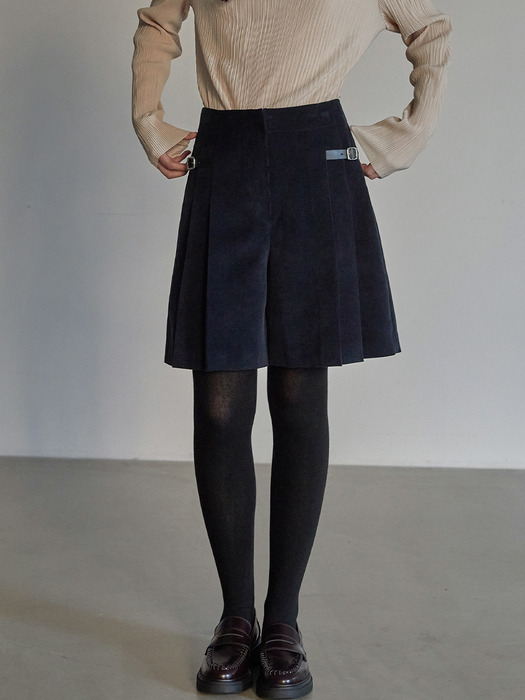 Corduroy skirt pants - Black