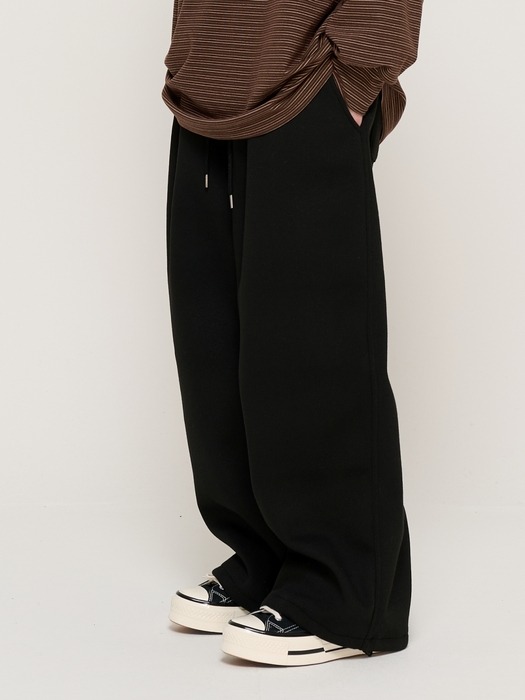 WOOL WIDE STRING SWEAT PANTS (BLACK)