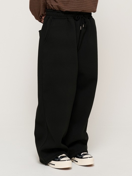 WOOL WIDE STRING SWEAT PANTS (BLACK)