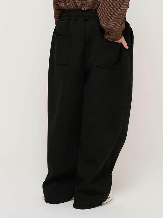 WOOL WIDE STRING SWEAT PANTS (BLACK)