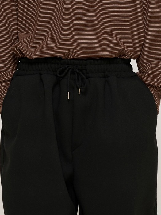 WOOL WIDE STRING SWEAT PANTS (BLACK)