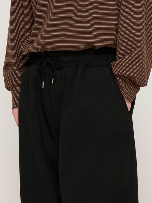 WOOL WIDE STRING SWEAT PANTS (BLACK)