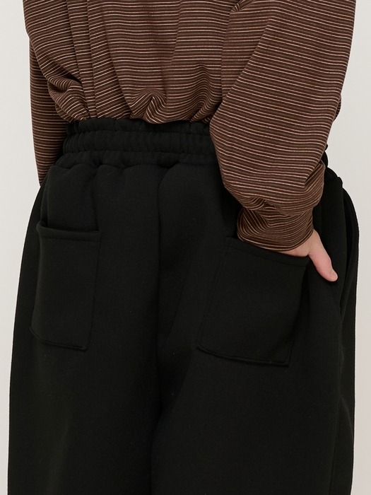 WOOL WIDE STRING SWEAT PANTS (BLACK)