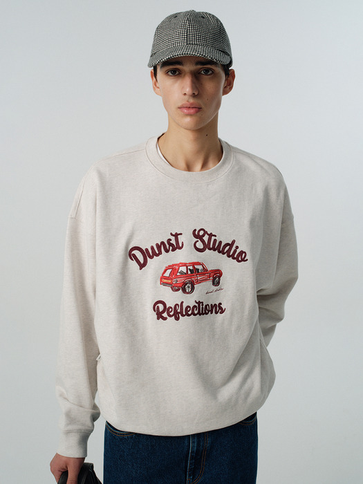 [단독]UNISEX DRAWING CAR SWEATSHIRT OATMEAL MELANGE_M_UDTS5A115I1