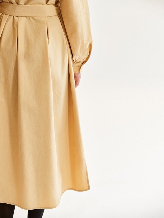 shirring-sleeve shirtdress_amber yellow