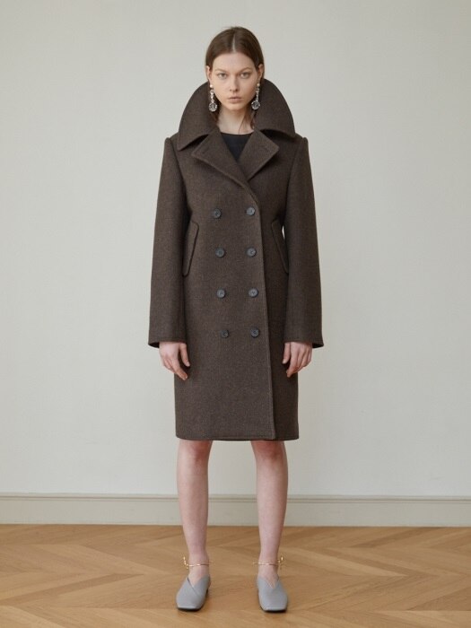 DETACHABLE-COLLAR COAT (DARK BROWN)