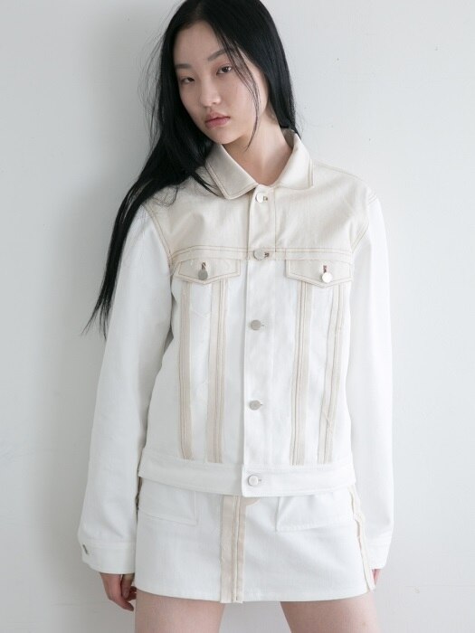 DENIM FRAYED JACKET WHITE