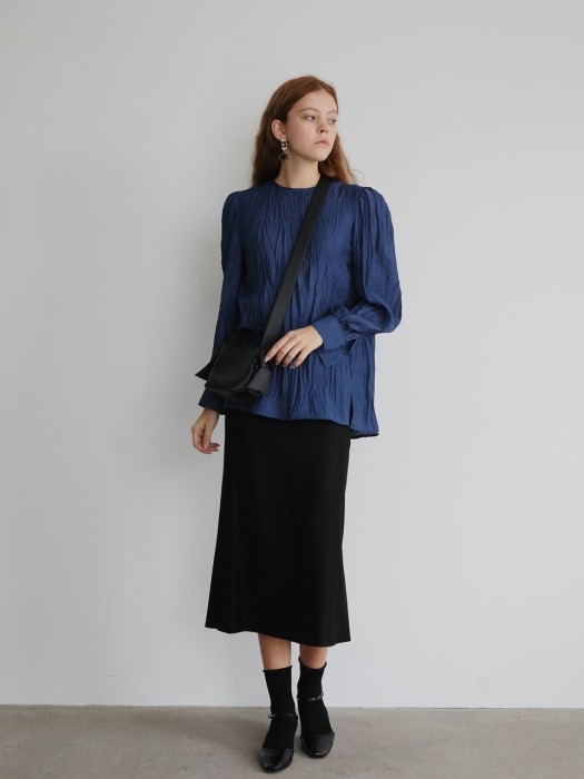 19 FALL_Eventing Blue Pleated Blouse   