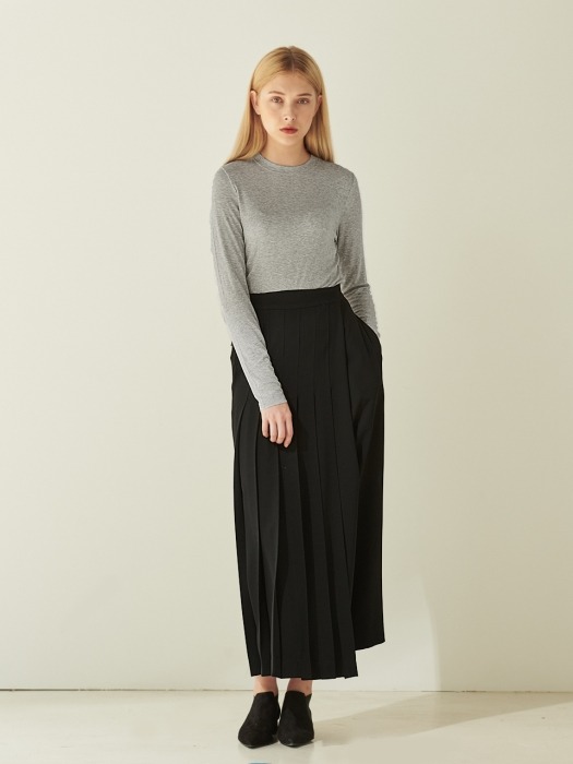 PLEATS WRAP PANTS_BLACK