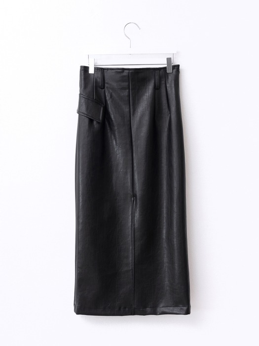 Eco Leather Pencil Flap Skirt