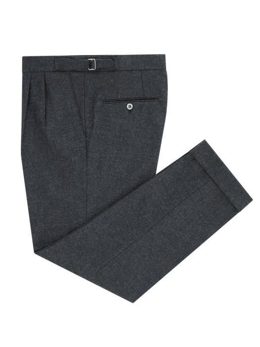 Wool Flannel two tuck adjust pants (Grey)