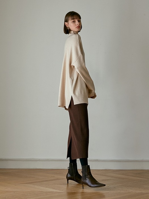 GOLGI KNIT  LONG SKIRT BROWN