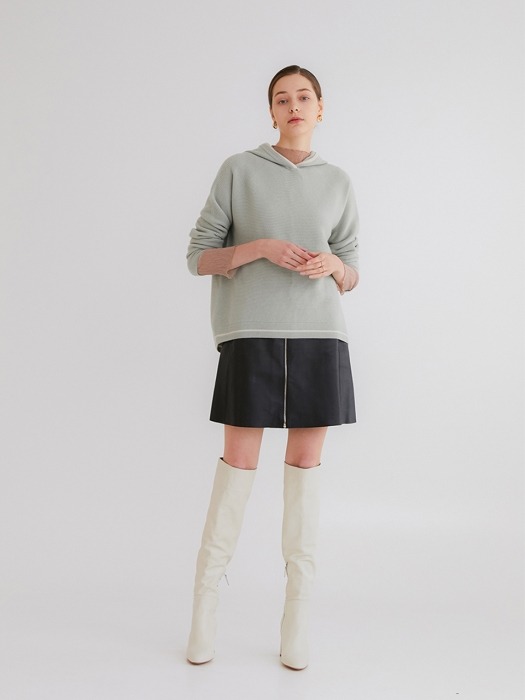  Premium pure cashmere100 whole-garment knitting hoodie - Sage mint 