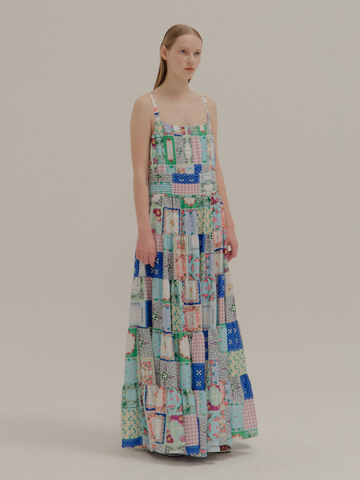 Patterned Patchwork Printed Maxi Dress