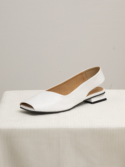 BKP20211 LEMI OPENTOE SLINGBACK WHITE