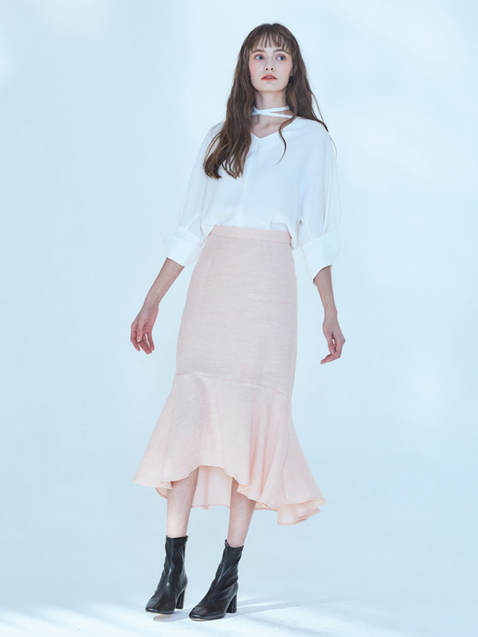 Linen Peplum Skirt [Pink]