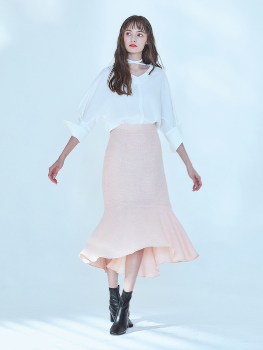 Linen Peplum Skirt [Pink]