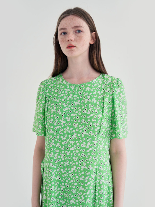 20 SUMMER_Green Flower Cut-Out Dress