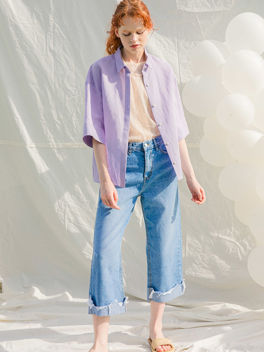 Mid-Length Linen Shirts_Purple