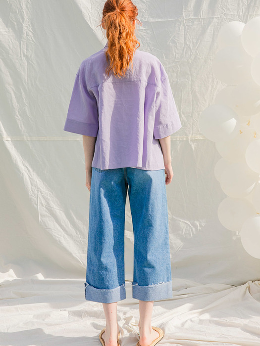 Mid-Length Linen Shirts_Purple