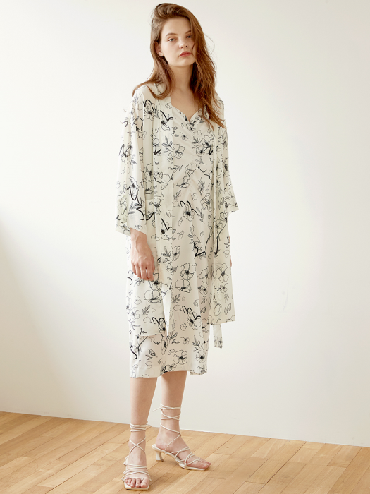 FLORAL SUMMER ROBE-WH