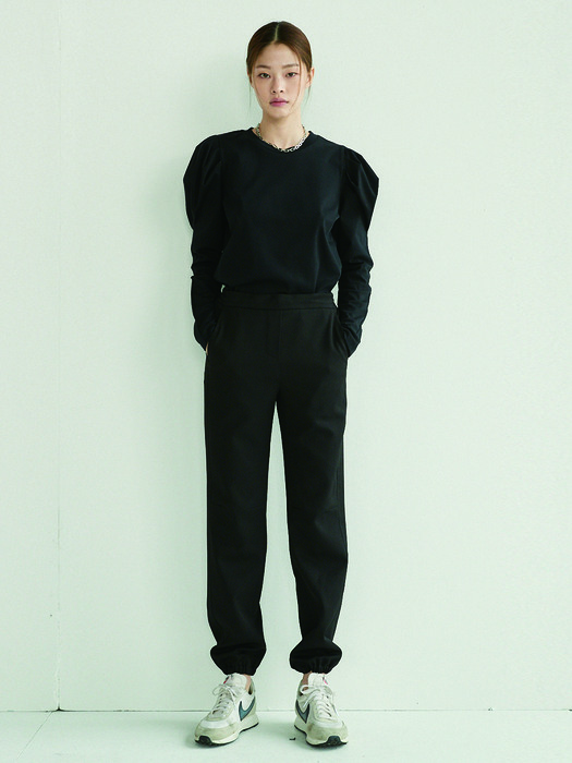 [N]SSANGMUN Puffed long sleeve T-shirt (Black)