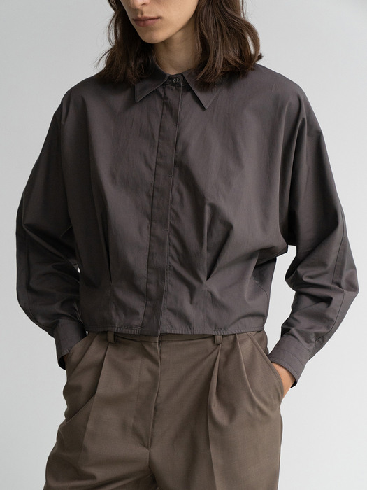 CROPPED SHIRT (BROWN)