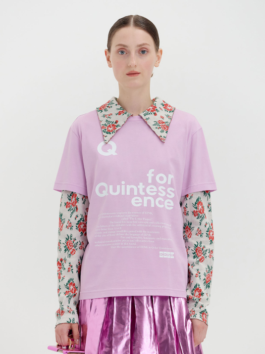 QUINNY Q for Quintessence Text Printed T-shirt - Pink