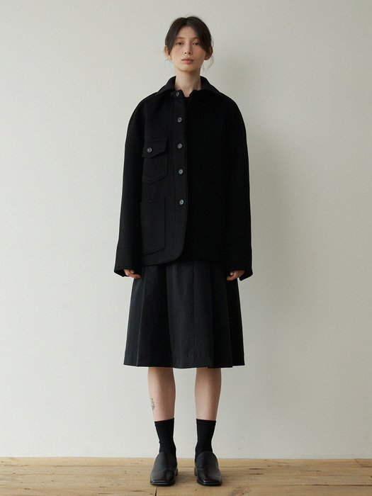 pocket wool coat (black)