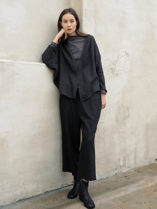 cashmere wide pants-charcoal